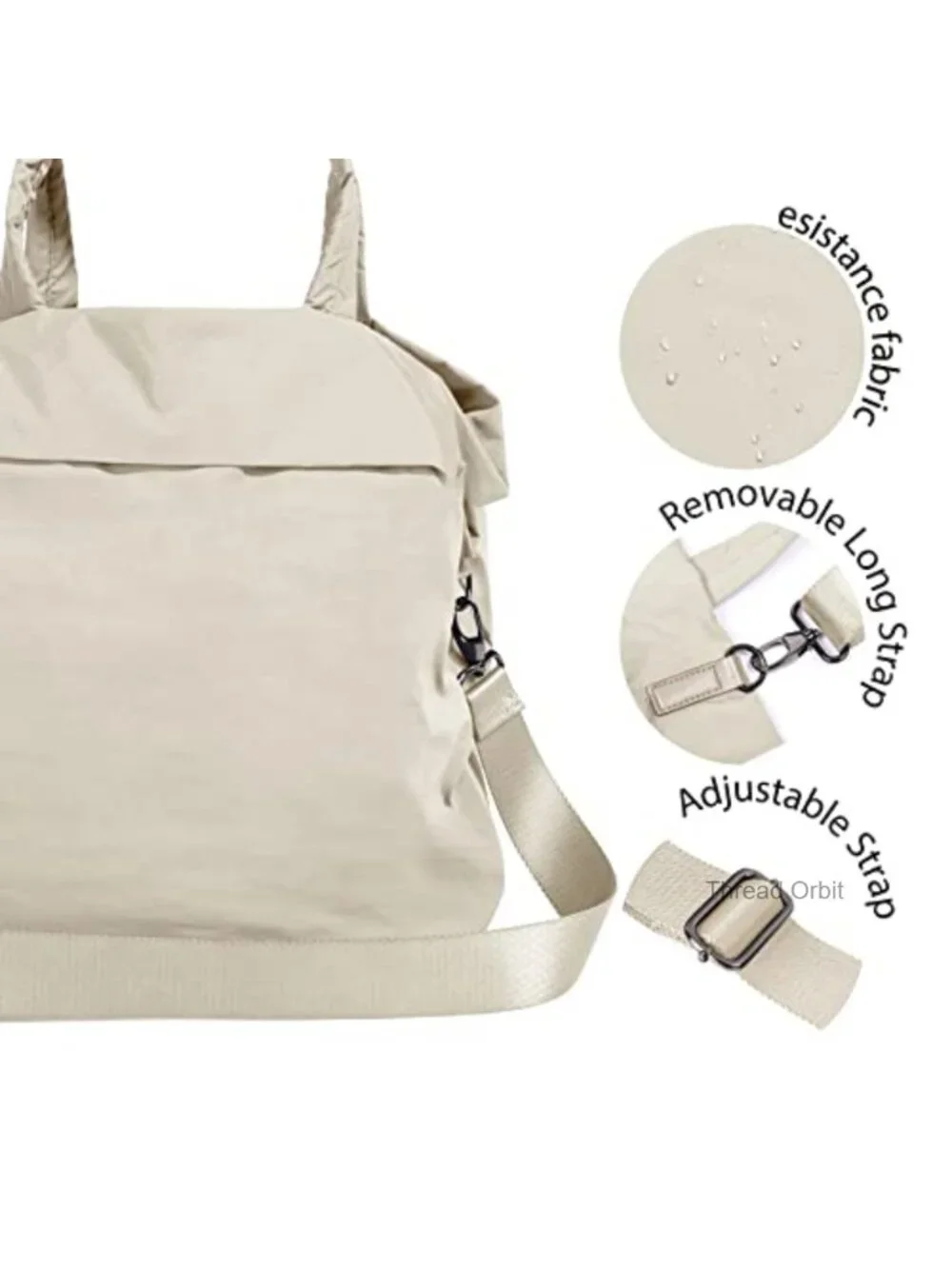 Multi Hobo Bag with 2 Straps, Tote Crossbody Shoulder Bag, Nylon Water-Repellent